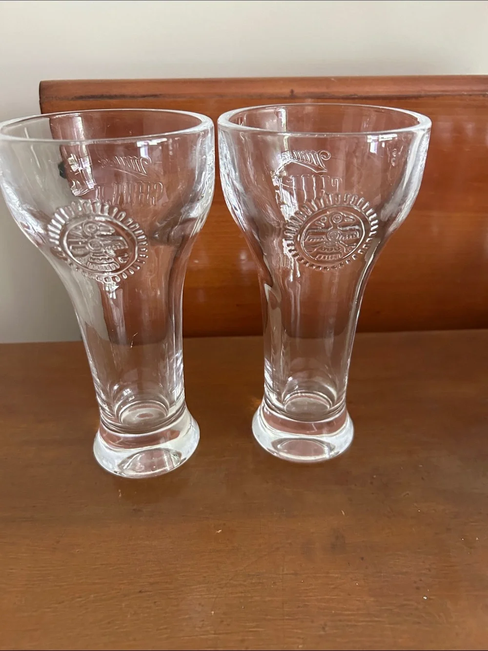 Vintage Miller Chill Clear Thick Pint Glasses - Set of 2